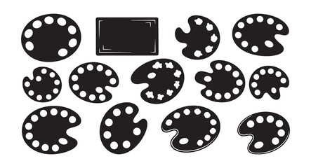 Set of Artist Palette design silhouette vector illustration