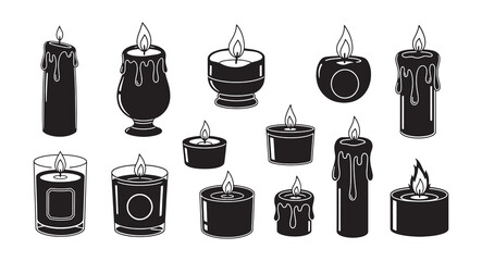 Set of Candle silhouette vector illustration