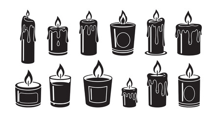 Set of Candle design silhouette vector