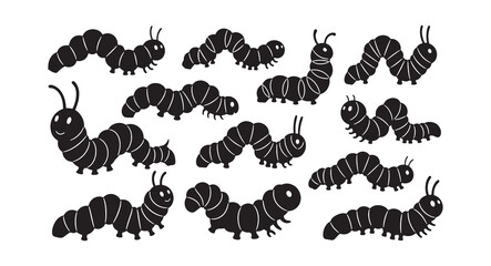 Set of Caterpillar design silhouette vector illustration