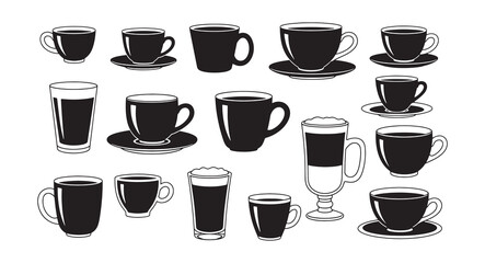 Set of Cup design silhouette vector