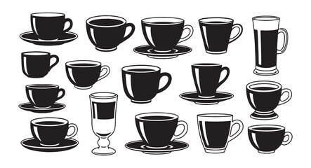 Set of Cup silhouette vector illustration
