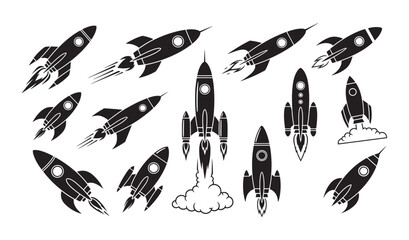 Set of Rocket Silhouette Vector Illustration