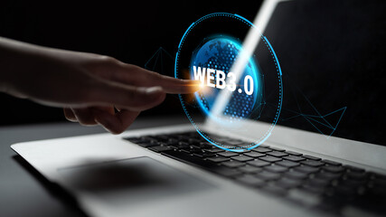The global impact of the Web 3.0 next generation internet. A futuristic concept of a worldwide decentralized network and digital transformation. Motif