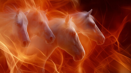 This vibrant illustration captures a red horse in flames, symbolizing the New Year and the energetic essence of 2026. Perfect for holiday greetings or celebrations