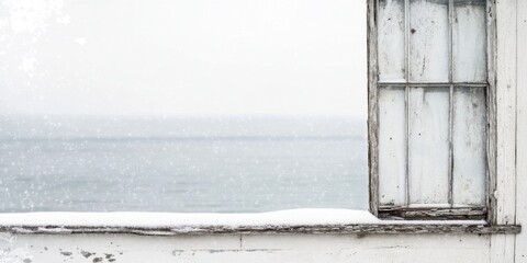 A Serene and Beautiful Winter View Seen Through an Old and Charming Window Frame