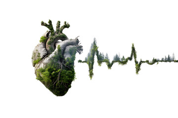 Human heart surrounded by barbed wire on an transparent background for designers, marketers and IT. Popular abstraction, background, illustration, object, symbol, texture, human body, health.