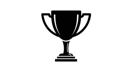 Black Silhouette of a Trophy Cup on a White Background Representing Success and Achievement.