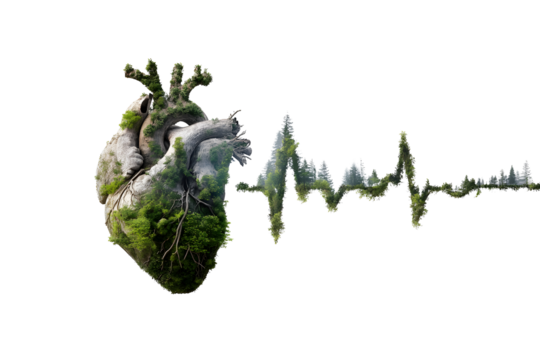 Human heart surrounded by barbed wire on an transparent background for designers, marketers and IT. Popular abstraction, background, illustration, object, symbol, texture, human body, health.