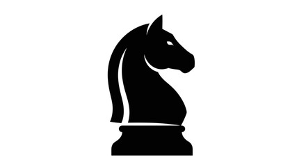Black Chess Knight Piece Isolated on White Background.
