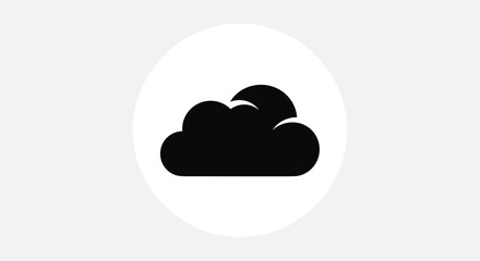 Black Cloud Icon on White Background for Weather Forecast.