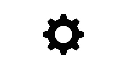 Black Gear Icon on White Background Settings and Configuration.