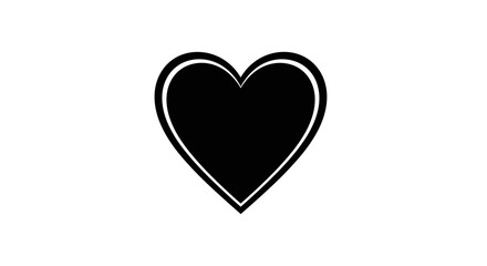 Black Heart Symbol Isolated on White Background.