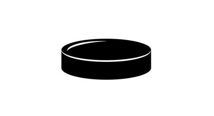 Black hockey puck isolated on white background simple illustration.
