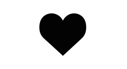 Black Heart Symbol on White Background for Love and Affection.