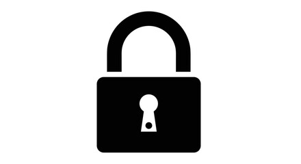 Black Padlock Icon Security and Protection Symbol.