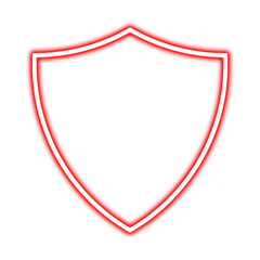 Red Glowing Shield Outline Icon – Security Protection, Defense Symbol, and Safety Guard Design Isolated on Transparent Background