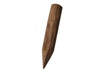 Wooden stake on transparent background, pointed log fence post, sharp vampire killer weapon