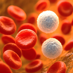 Vivid Macro of Red and White Blood Cells in Vein | Human Anatomy & Hematology | Stunning Photorealistic Medical Image