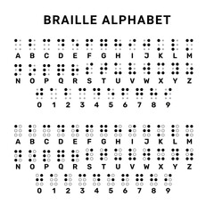 Braille Alphabet Illustration, Educational Typography Design for Accessibility and Inclusion Awareness, braille symbols, braille alphabet, vector art.