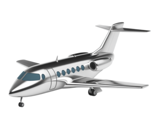 3d render icon of a silver jet airplane