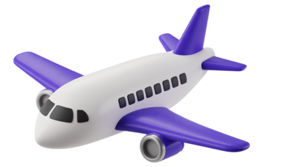 3d render icon of a purple and white airplane