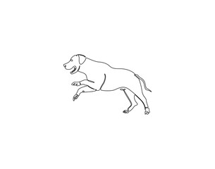 Continuous line drawing of dog animal. Single line illustration of cheerful dog animal. Adorable animal concept. Editable outline