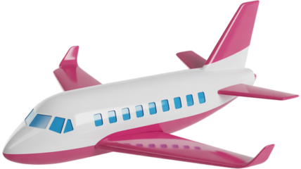 3d pink and white airplane icon