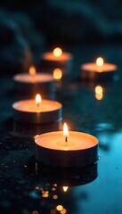 Tranquil Floating Candles Illuminate Still Water Perfect for Spa, Meditation, and Relaxation Themes