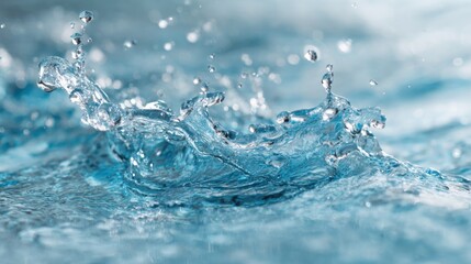 Water droplets collide and create an eye-catching splash forming beautiful shapes and ripples on the surface of a calm blue pool under bright sunlight.