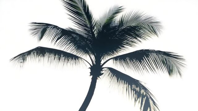 A simple and iconic image of a palm tree's shape against a bright white background, ideal for use in designs related to tropical or beach themes