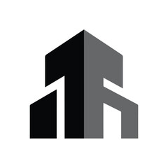 Fototapeta premium Modern Abstract Building and Real Estate Logo in Black and Gray Vector Icon