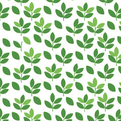 Green Leaves Seamless Pattern Background.
