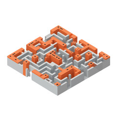 Isometric Maze Puzzle with Orange Accents.