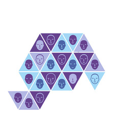 Triangular Faces Pattern with Black Background.