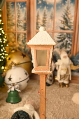 christmas decoration arrangements santa claus flowers snow gift blurred area holiday gifts image