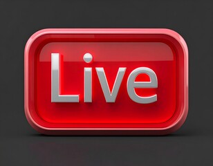 Glowing Red 3D "LIVE" Icon for Streaming