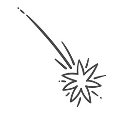 Doodle shooting space star with trails. Vector illustration of celestial movements drawn simple lines and shapes doodle icon.