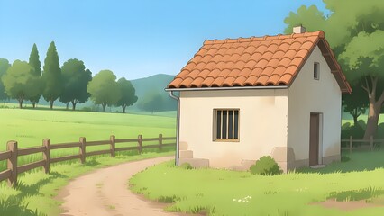 rural landscape with house