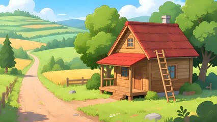 rural landscape with house