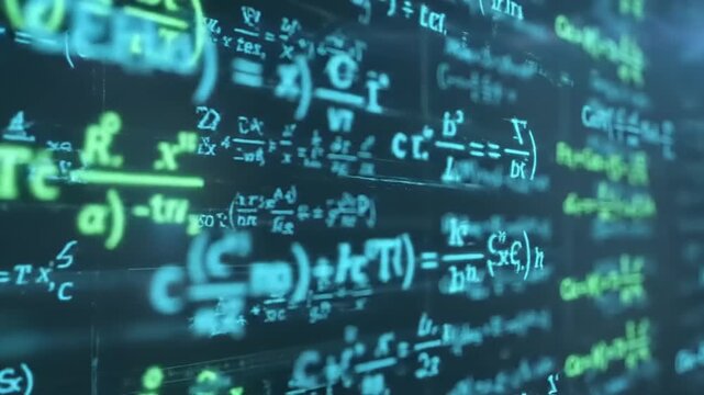 Complex mathematical equations and formulas displayed on a screen. - Powered by Adobe