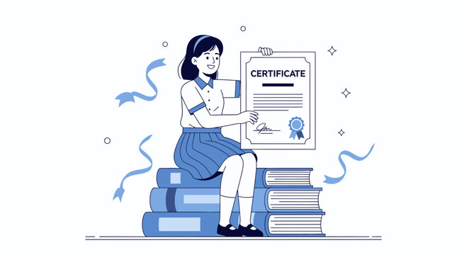 A Student Celebrates Academic Achievement With A Certificate After Hard Work and Dedication - Powered by Adobe