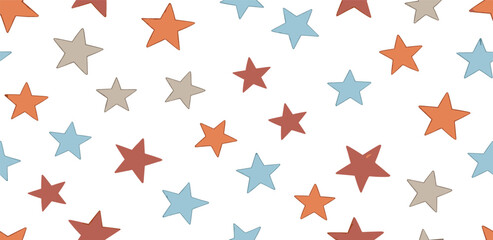 Colorful Stars Pattern Whimsical Starry Design on White Background