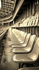 Empty seats in a modern sports stadium reflecting the anticipation of an upcoming event