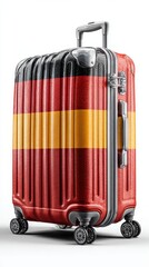 Unique travel suitcase featuring the vibrant colors of the Ugandan flag, symbolizing adventure and cultural richness