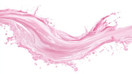 Fototapeta premium A vibrant pink liquid is splashing and flowing gracefully against a clean white background capturing the movement and energy of the moment. It symbolizes creativity and fluidity.