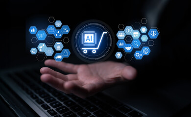 AI-powered e-commerce ecosystem connecting customer data, marketing, logistics, product management,...