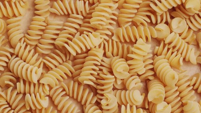 Pasta mix, different Italian tagliatelle fussili pasta packaging window, Fettuccine pasta, close up, not cooked