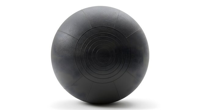 Professional Dark Grey Exercise Ball for Fitness Training, Pilates, and Yoga Isolated on White Background