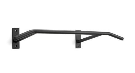 Sleek Black Wall Mounted Pull-Up Bar for Home Gym and Strength Training, Isolated on White Background for Fitness and Workout Equipment